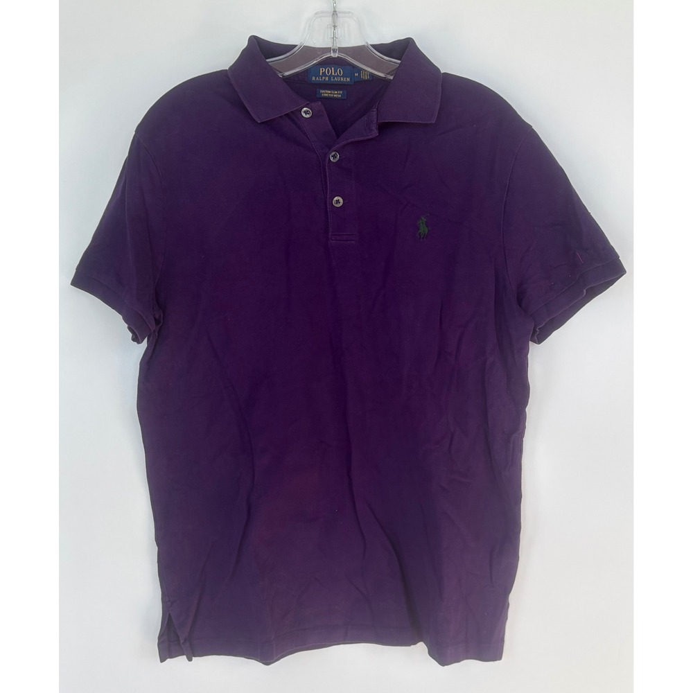 Polo Ralph Lauren Mens Custom Slim Fit Stretch Mesh Golf Shirt Purple Medium EUC
